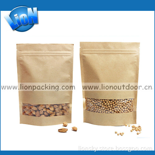 Clear Window Ziplock Stand up Kraft Paper Bag